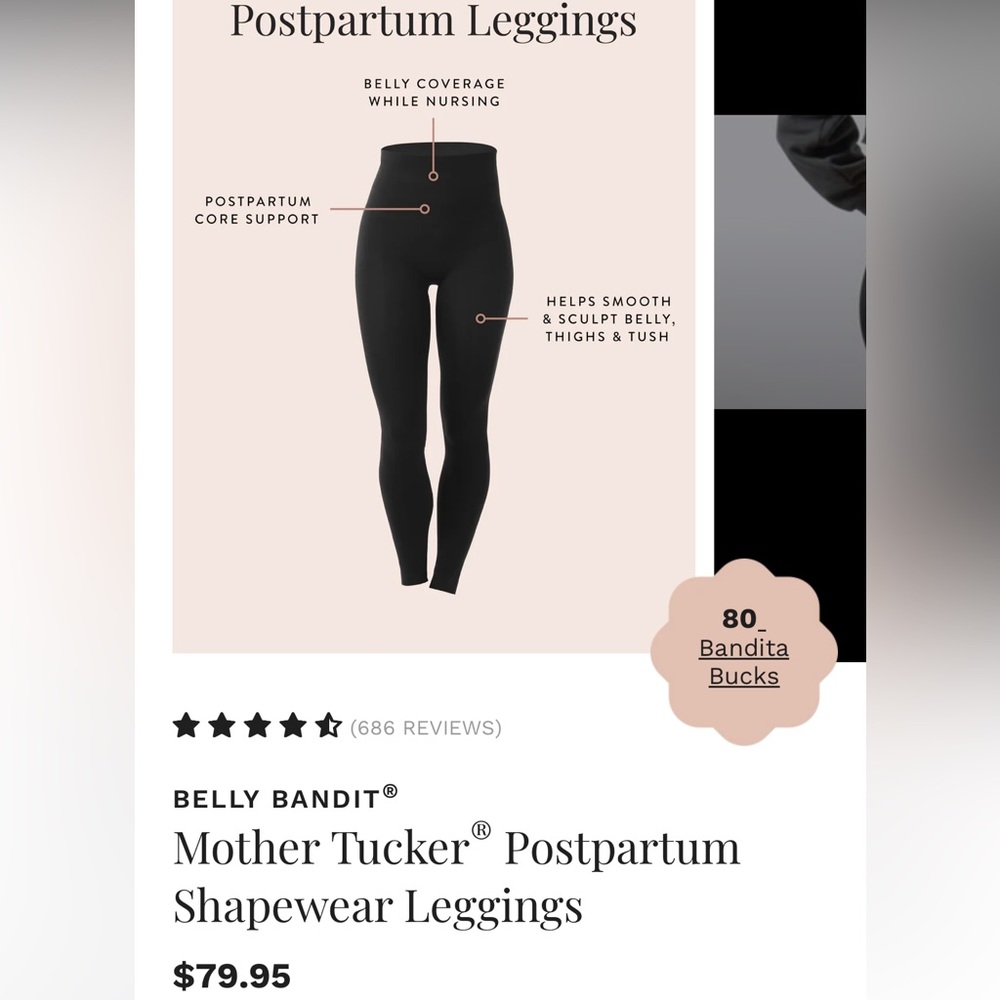Belly Bandit Mother Tucker Postpartum Compression Leggings